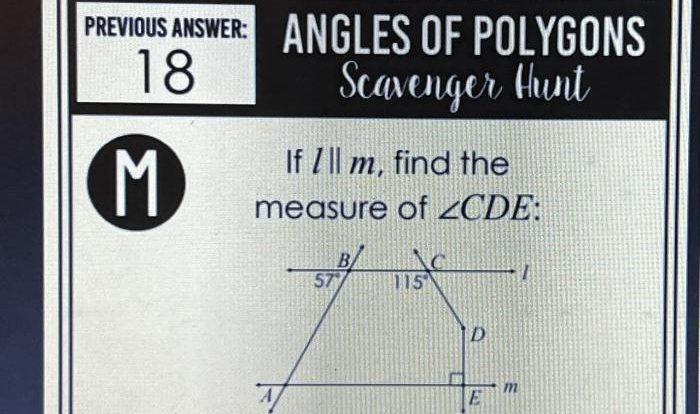 Angles of polygons scavenger hunt answer key