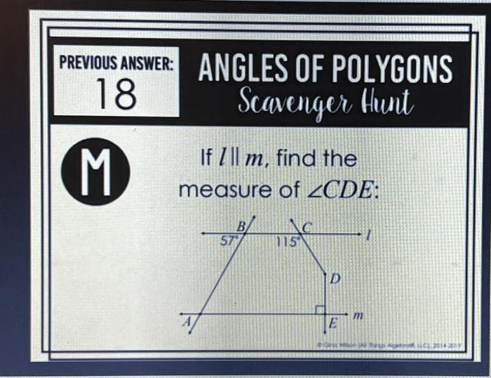 Angles of polygons scavenger hunt answer key