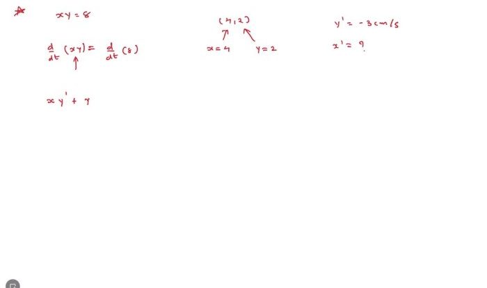 A particle is moving along a hyperbola xy 8