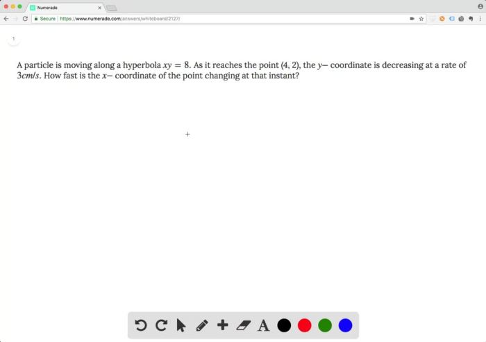 A particle is moving along a hyperbola xy 8