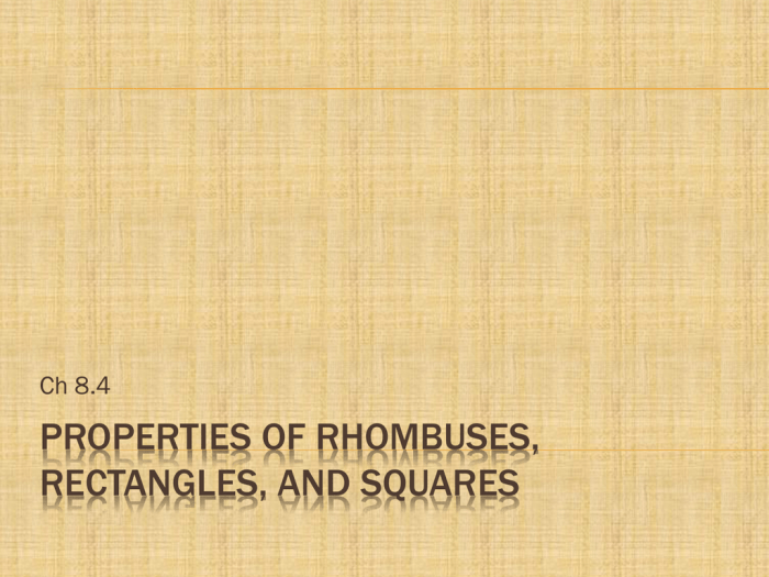 Properties of rhombuses rectangles and squares worksheet