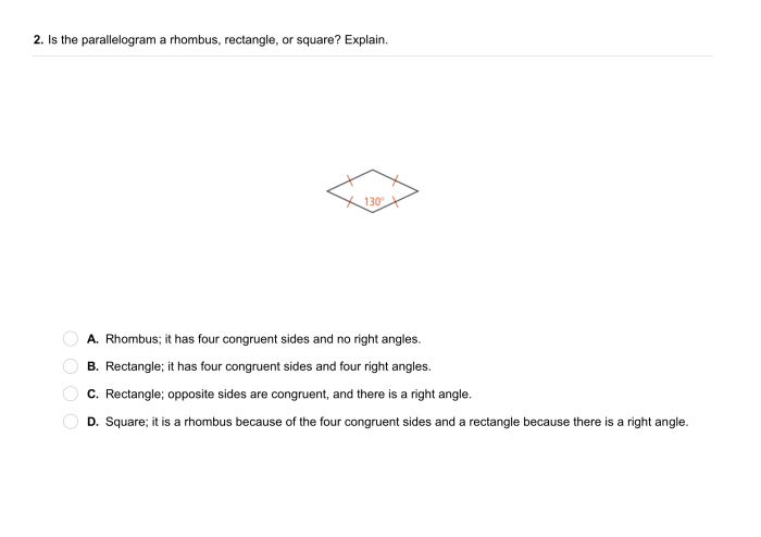 Properties of rhombuses rectangles and squares worksheet