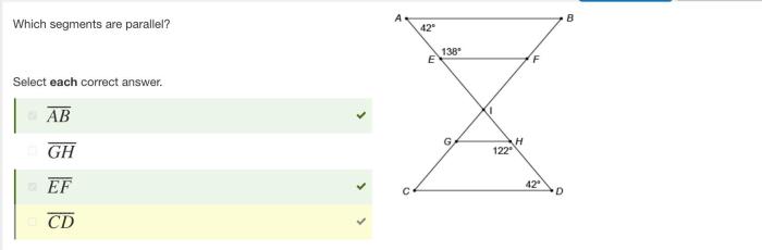 Which segments are parallel select each correct answer