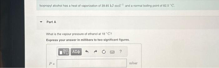 Heat of vaporization of isopropyl alcohol