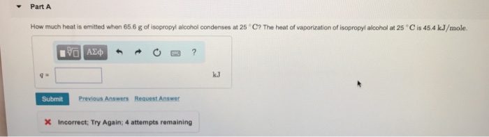 Heat of vaporization of isopropyl alcohol